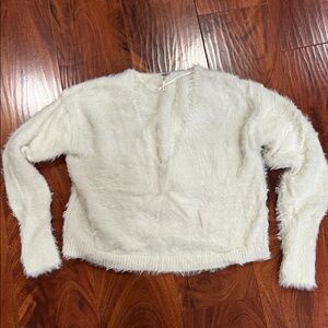Women's Fuzzy White Sweater